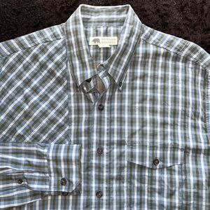 Onward Reserve Blue Green Check Long Sleeve Button Quilted Shoulder Shirt Mens M